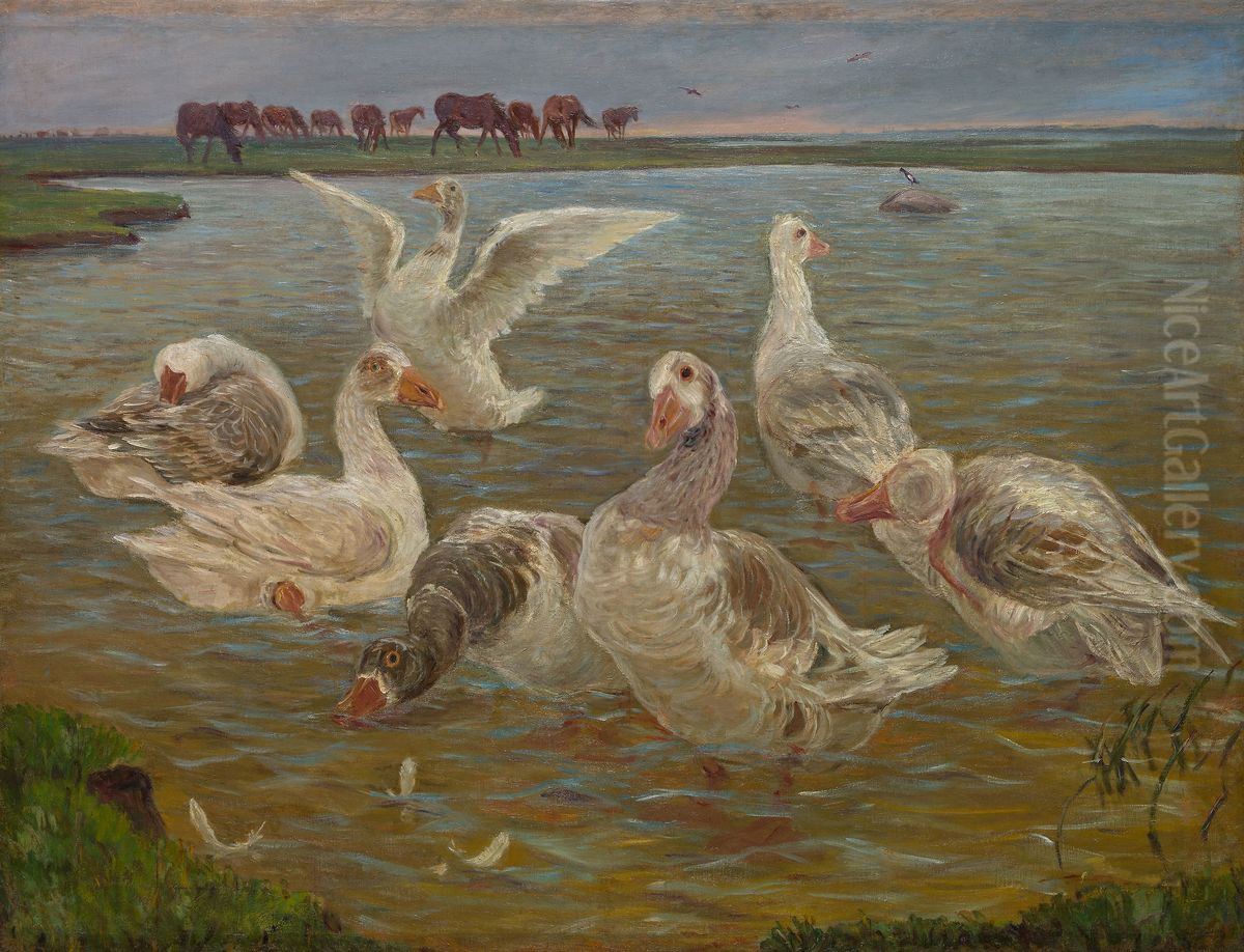 Les Oies Oil Painting by Theodor Esbern Philipsen