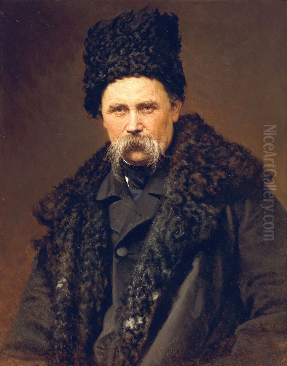 Portrait of Taras Shevchenko Oil Painting by Ivan Kramskoi