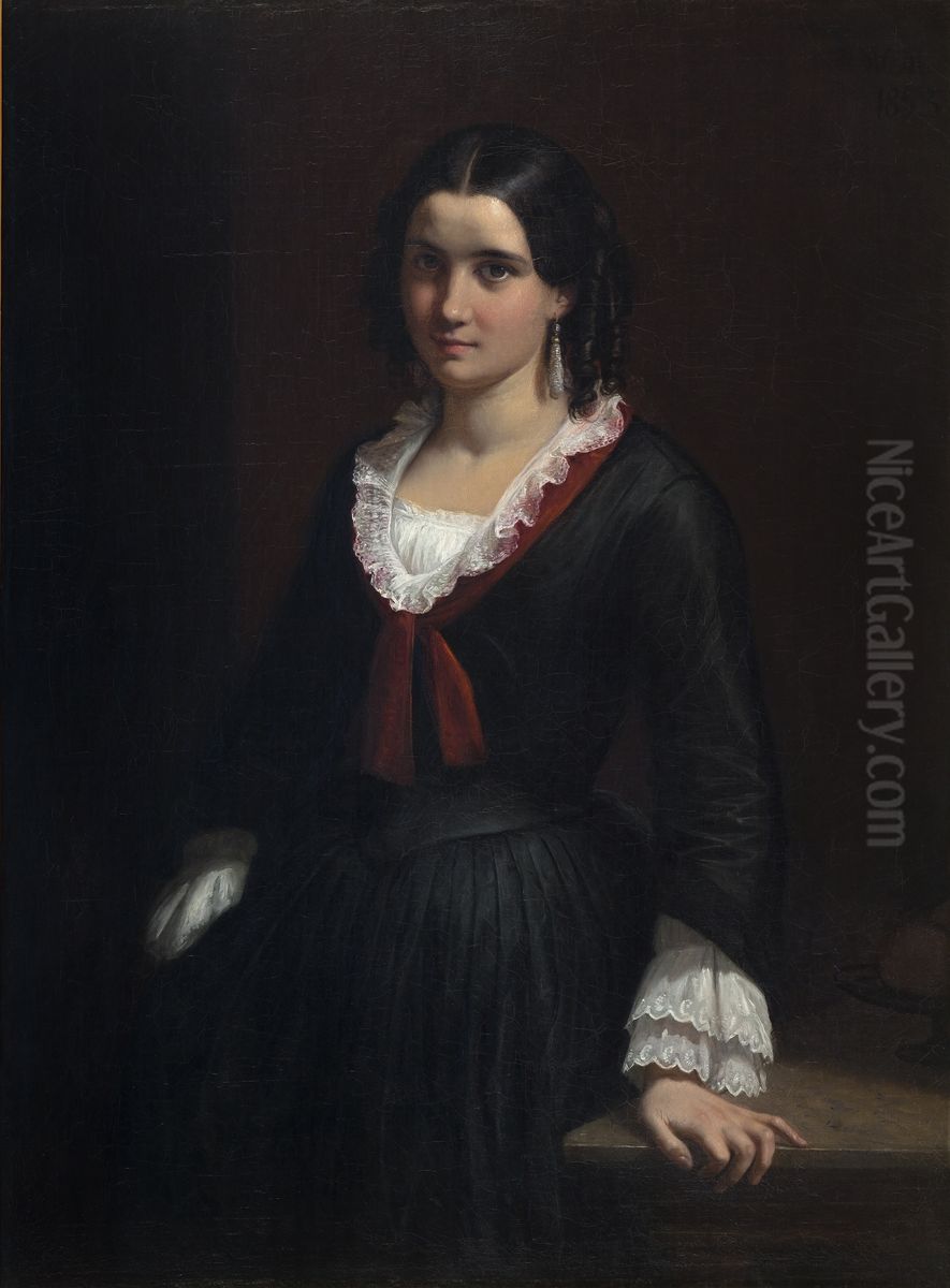 Portrait of Miss Vilhelmine (Ville) Hage Oil Painting by Wilhelm Marstrand