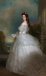 Empress Elisabeth of Austria in Courtly Gala Dress with Diamond Stars