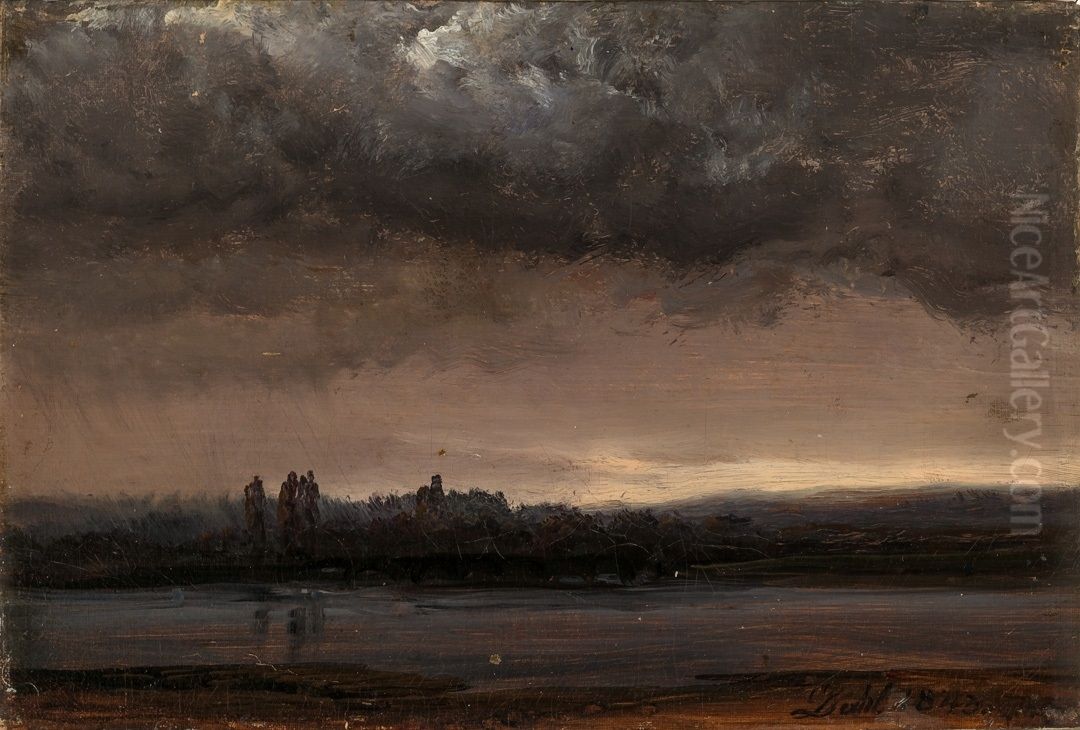 Cloud Study over the Elbe Oil Painting by Johan Wilhelm Ludwig Dahl