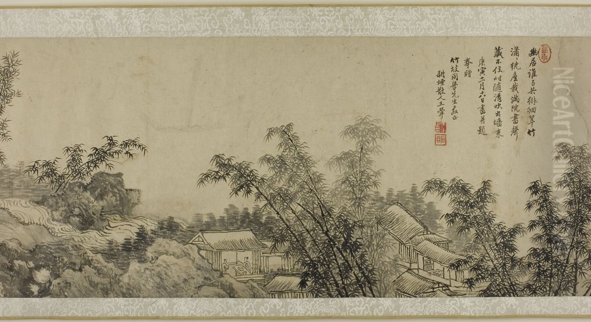 The Bamboo Slope Oil Painting by Wang Hui