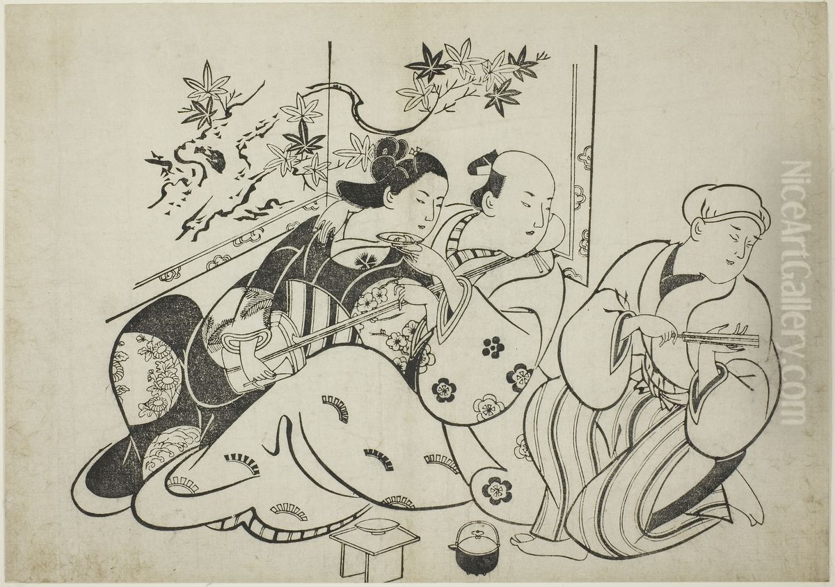 A Professional Baffoon, from a untitled series of 12 prints Oil Painting by Torii Kiyonobu