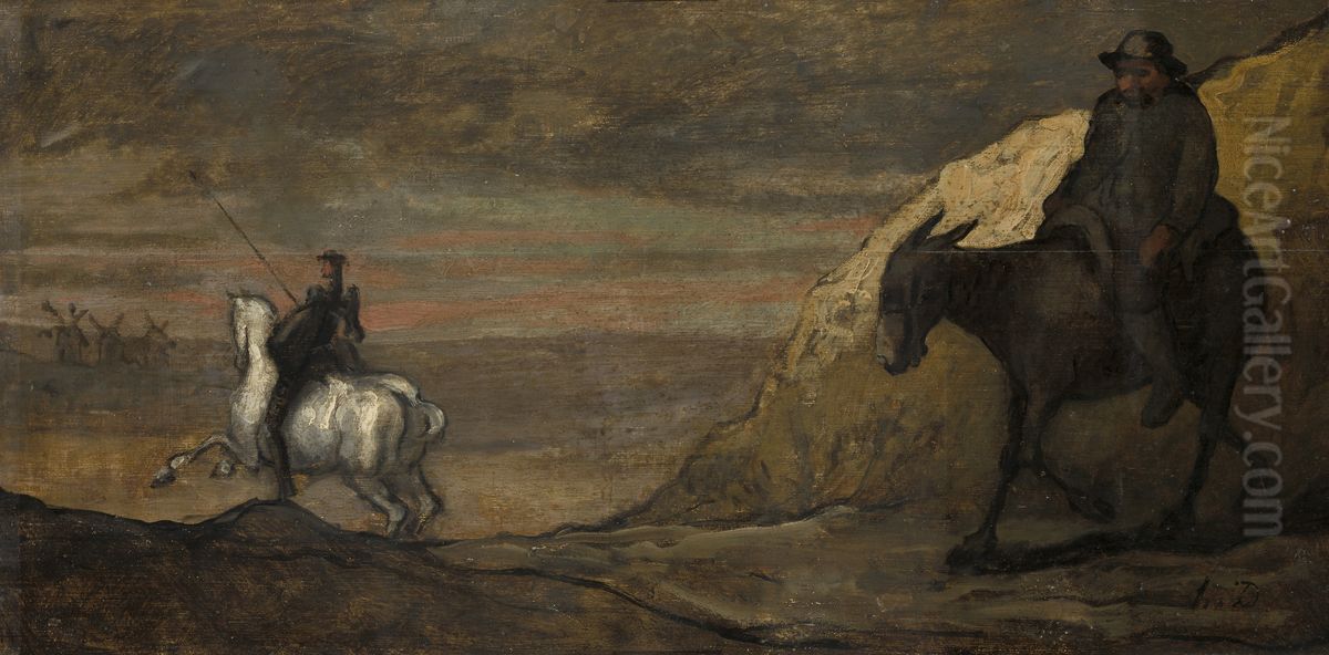 Don Quixote and the Windmills Oil Painting by Honore Daumier