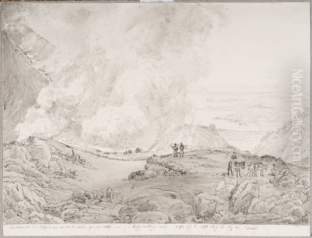 An Eruption of Mount Vesuvius Oil Painting by Johan Wilhelm Ludwig Dahl