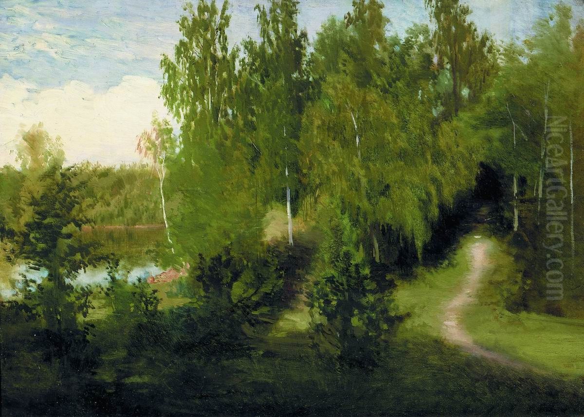 Forest Path Oil Painting by Ivan Kramskoi