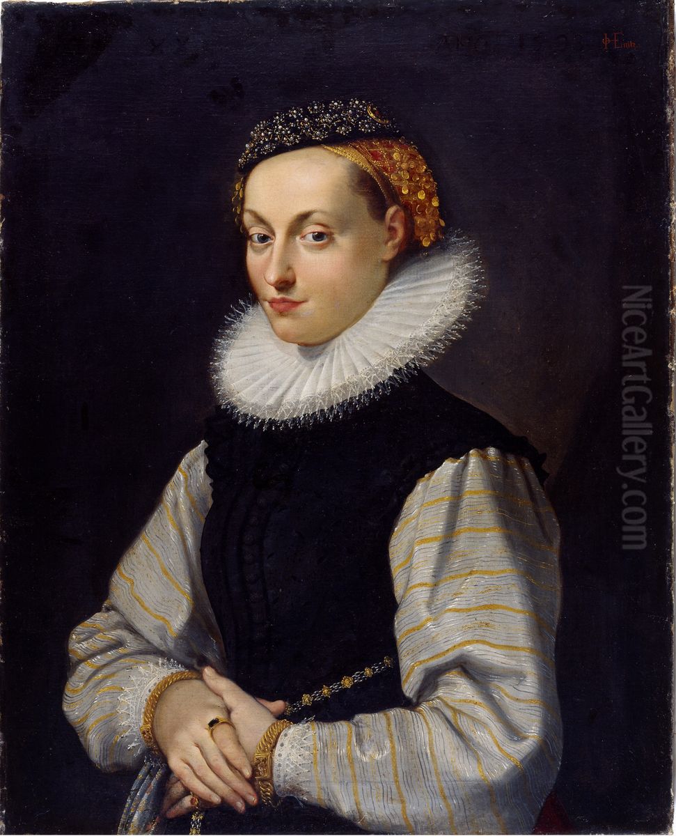 Portrait of Bildnis von Veronika Fugger Oil Painting by Joseph The Elder Heintz