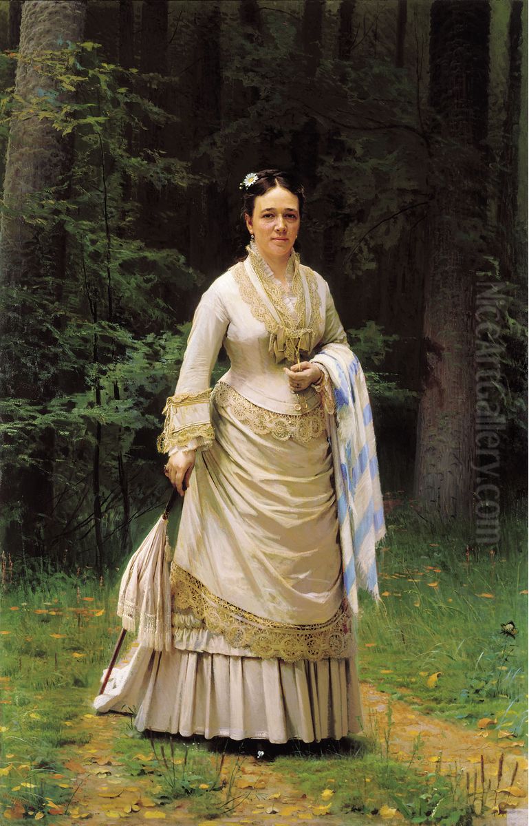 Portrait of Vera Nikolayevna Tretyakova Oil Painting by Ivan Kramskoi