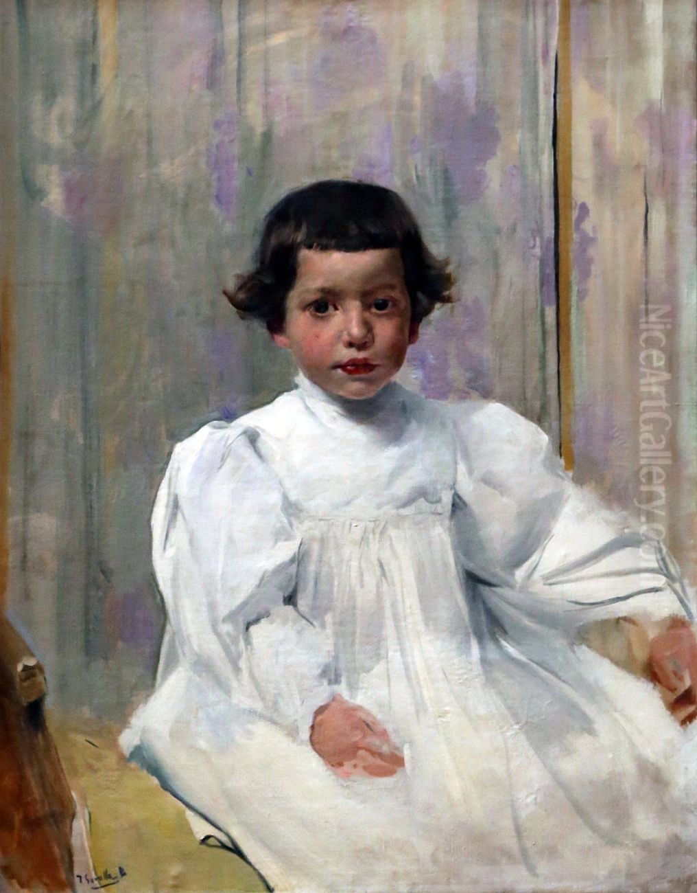 Joaquin Sorolla Garcia dressed in white Oil Painting by Joaquin Sorolla