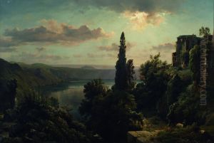 Ansicht des Nemisees im Albanergebirge bei Rom