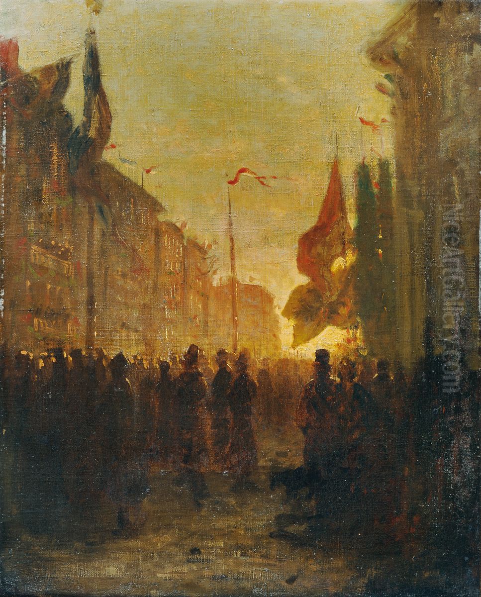 Festbeflaggung Oil Painting by Alois Schonn