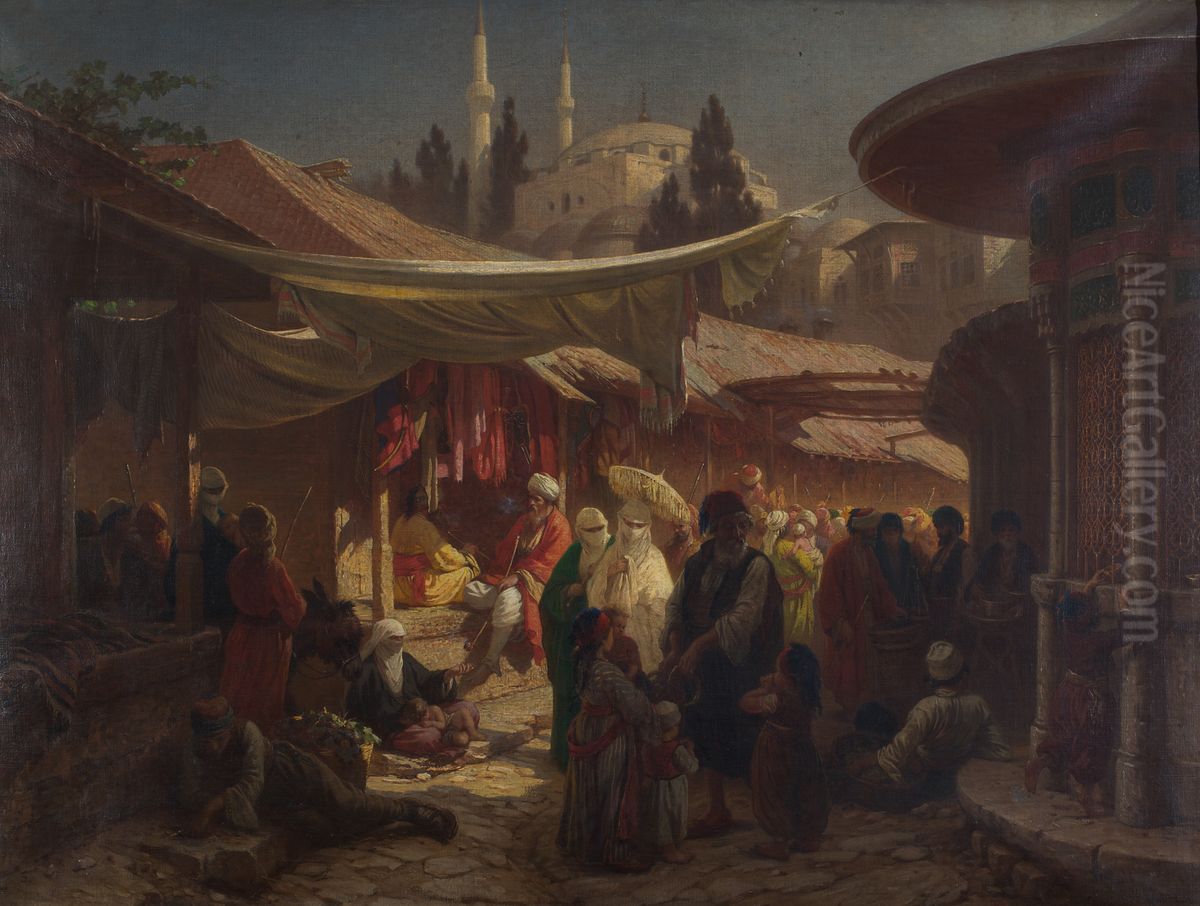 Turkischer Bazar Oil Painting by Alois Schonn