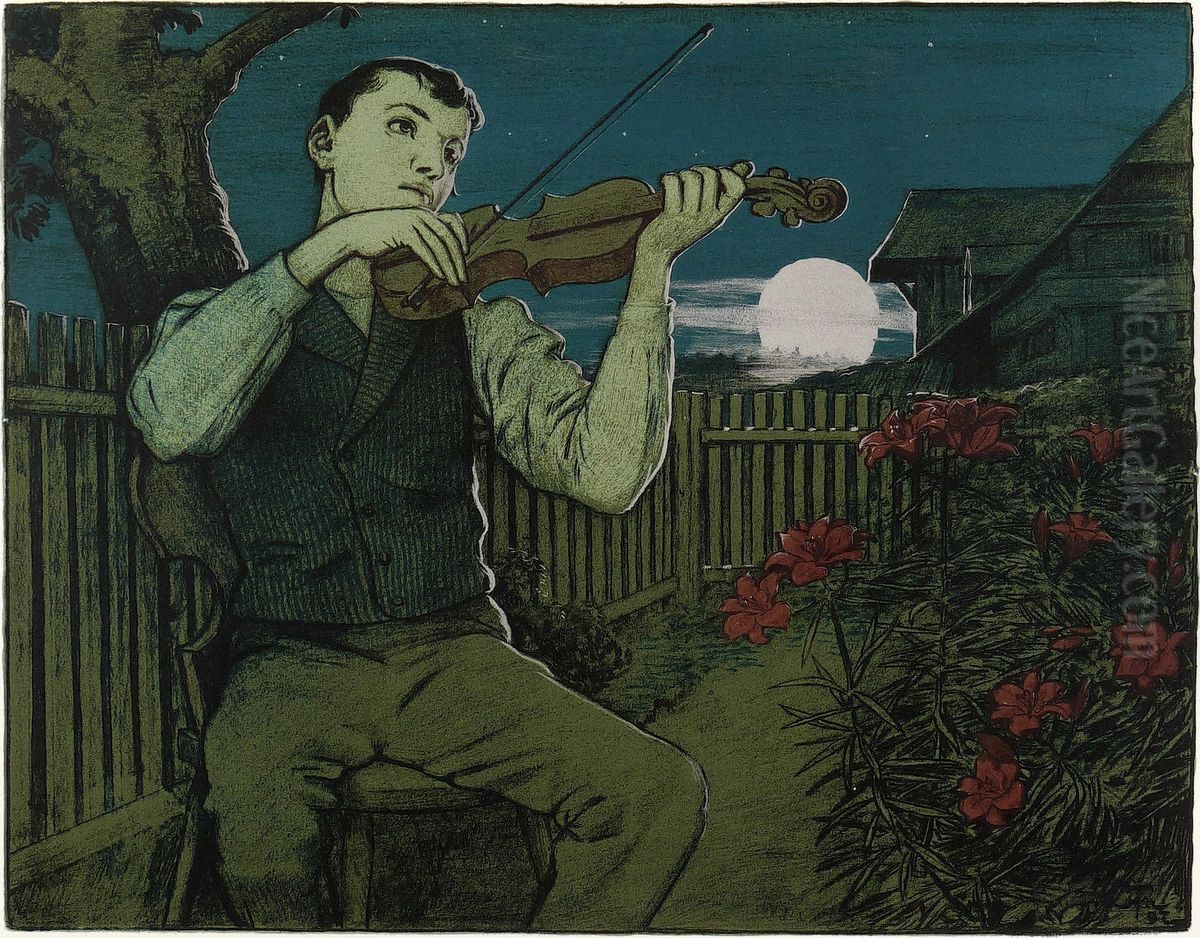 Mondscheingeiger Oil Painting by Hans Thoma