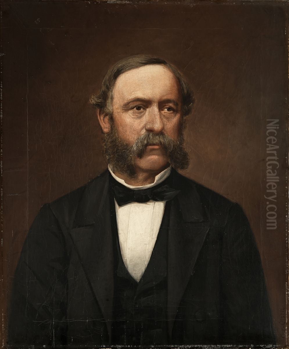 Portrett av havnedirektor Oluf N. Roll Oil Painting by Christian Olsen