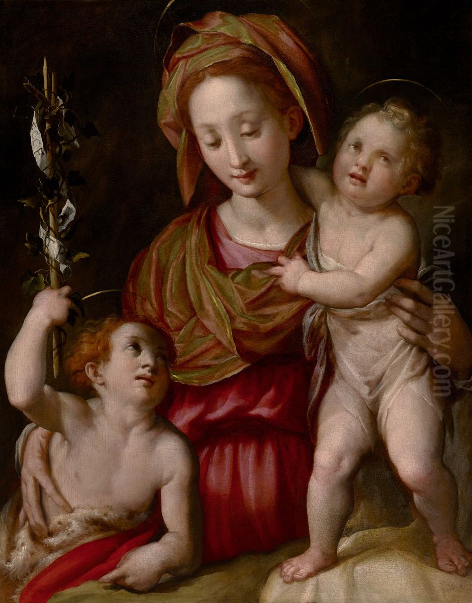 Madonna and Child with the Young St. John the Baptist Oil Painting by Jacopo da Empoli