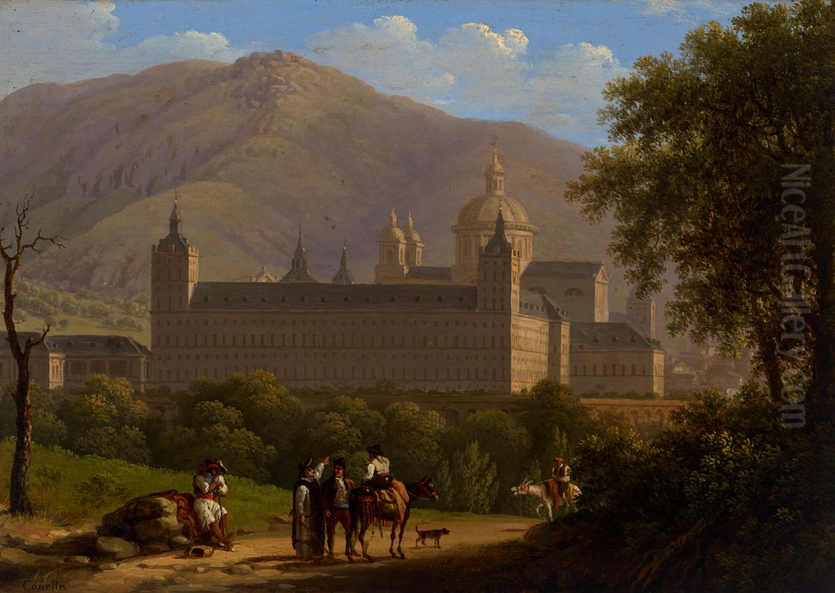 View of the Escorial (one of a pair) Oil Painting by Giuseppe Canella