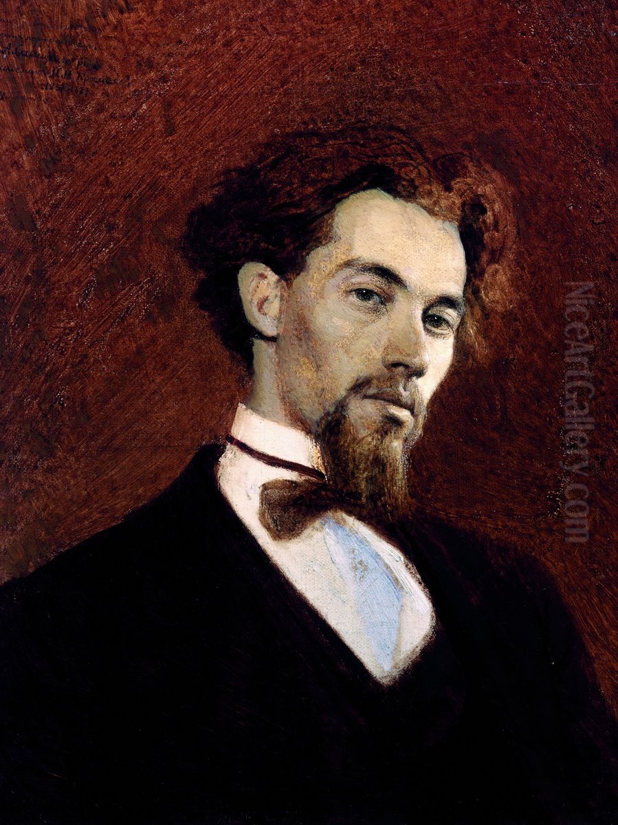 Portrait of Artist K.A. Savitsky Oil Painting by Ivan Kramskoi