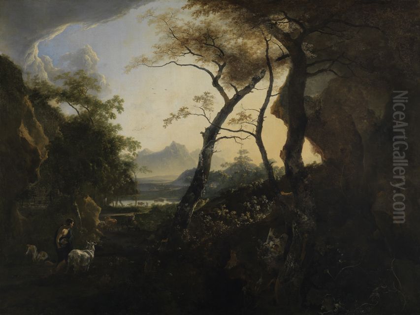 Waldlandschaft mit Hirten Oil Painting by Adam Pynacker
