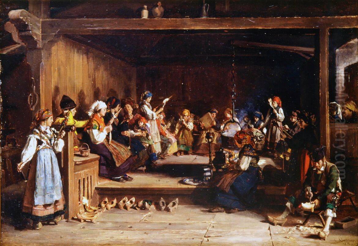 Filandon en Monasterio de Hermo Oil Painting by Luis Alvarez Catala