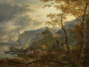 Zuidelijk berglandschap met zeilboot bij een aanlegplaats
