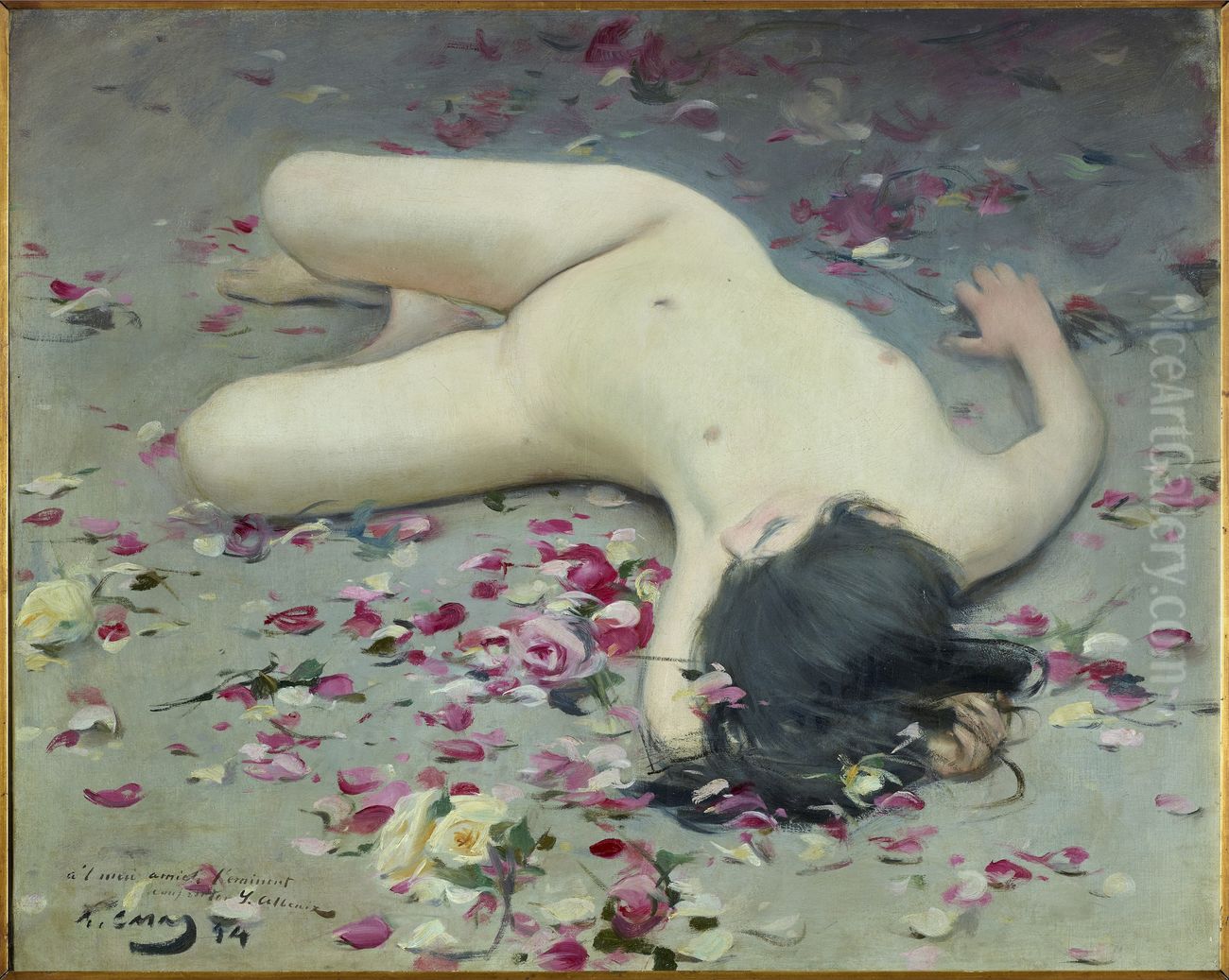 Flores deshojadas (Ramon Casas) Oil Painting by Ramon Casas