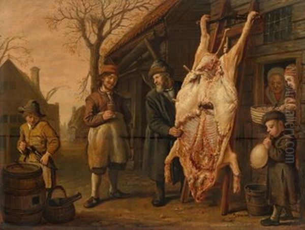 The Slaughtered Hog Oil Painting by Jan Victors