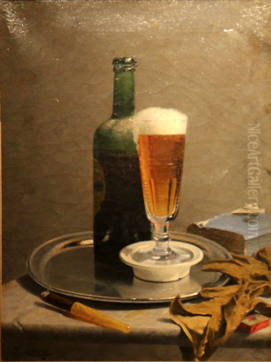 L'Heure du bock Oil Painting by Toussaint Roussy