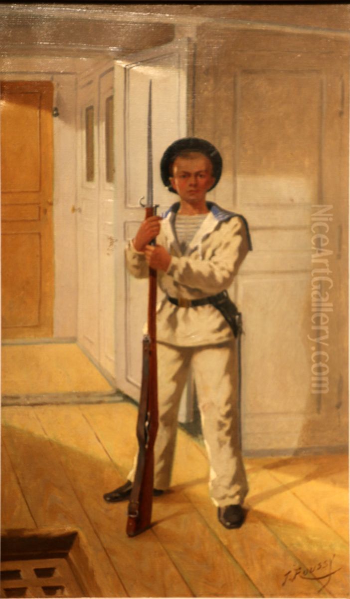 Le Mousse a bord de l'Herault Oil Painting by Toussaint Roussy