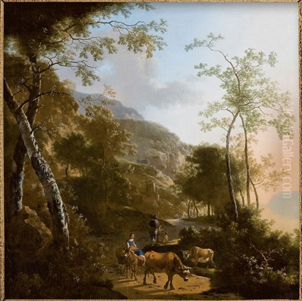 Landscape with Mule and Rider Oil Painting by Adam Pynacker