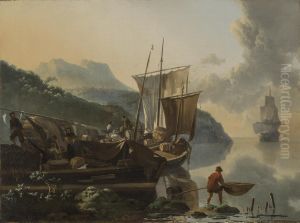 River Barges by an Italian Shore