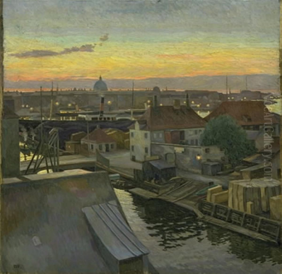 View of Wilders Square at Christianshavn. Evening, 1906 Oil Painting by Edvard Weie