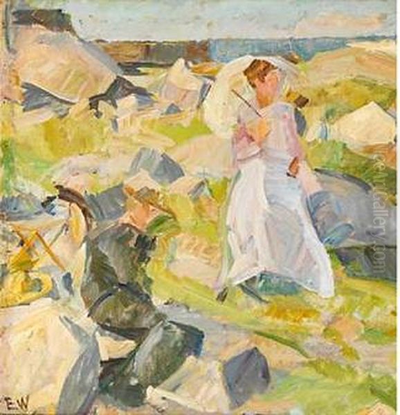 Lady with Parasol Oil Painting by Edvard Weie