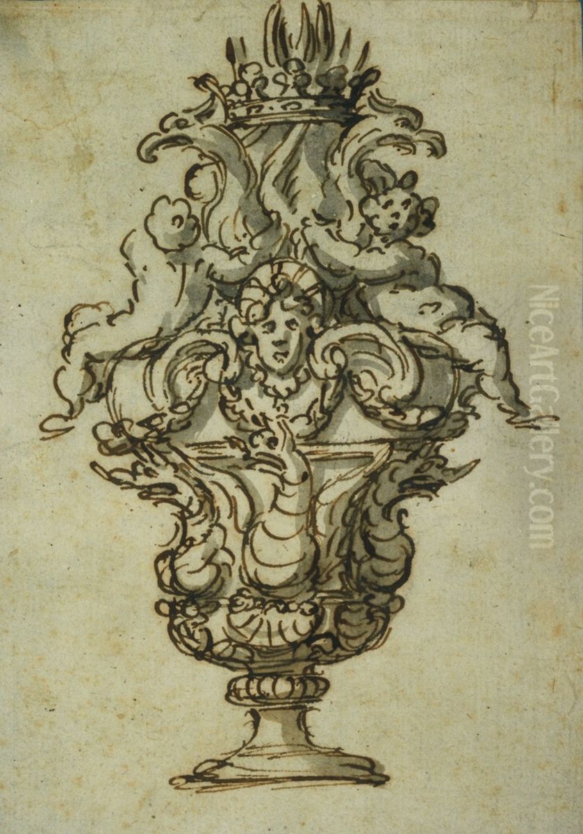 Vase avec nombreux motifs decoratifs Oil Painting by unknown