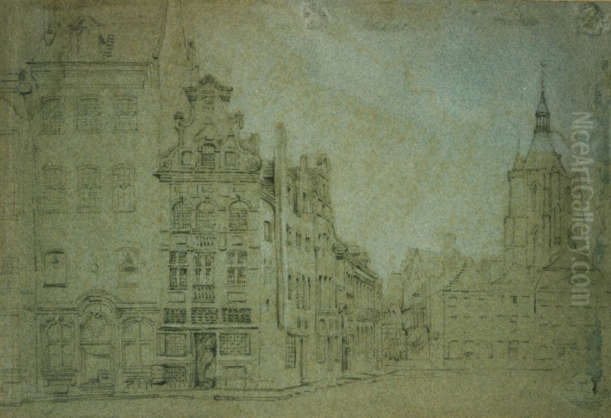 Vue de la ville de Malines (?) Oil Painting by unknown