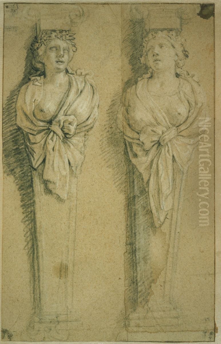 Two caryatids Oil Painting by unknown