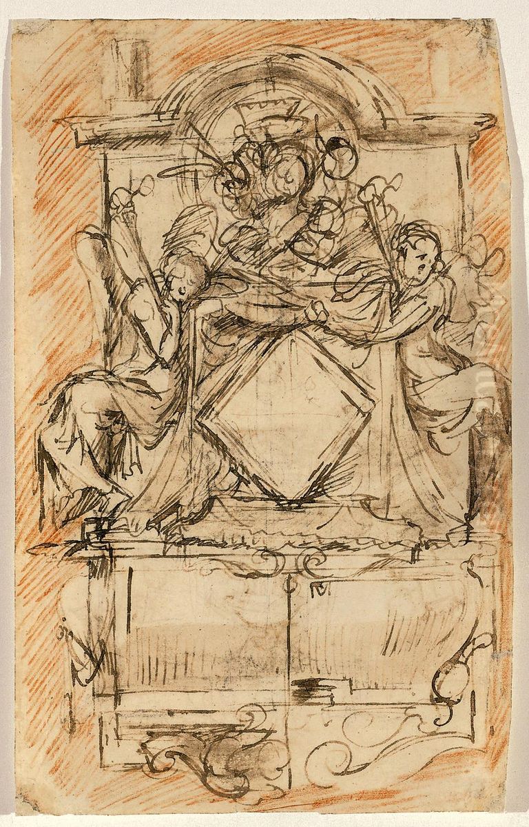 Design for a wall memorial stone with epitaph Oil Painting by Pieter Verbrugghen the Elder
