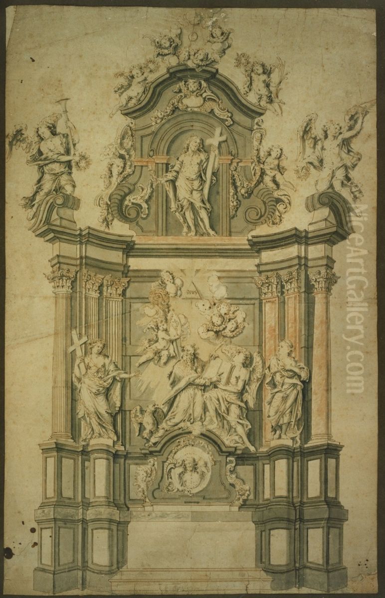 Design for a St. Augustine altar Oil Painting by Willem Ignatius Kerricx