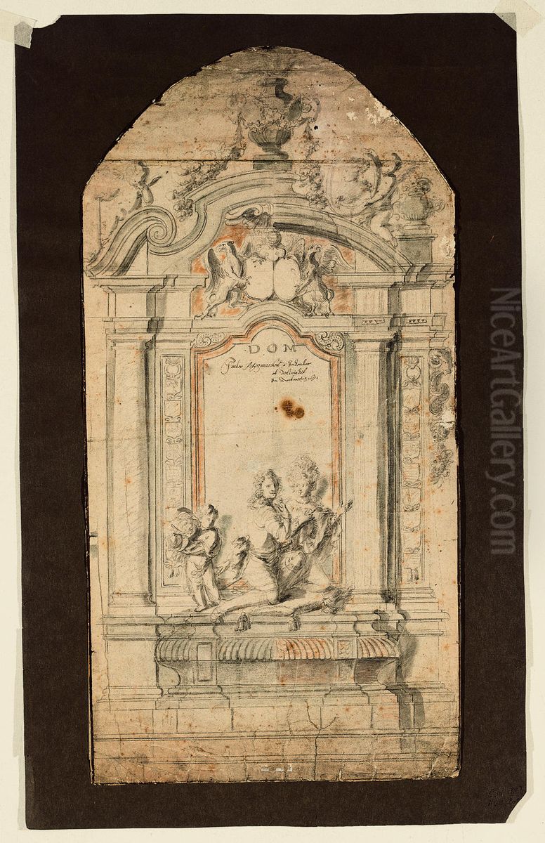Ebauche d'un monument funeraire d'un chevalier et de son epouse Oil Painting by Pieter Scheemaeckers