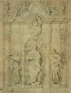 Ebauche d'un monument funeraire avec Mater Dolorosa