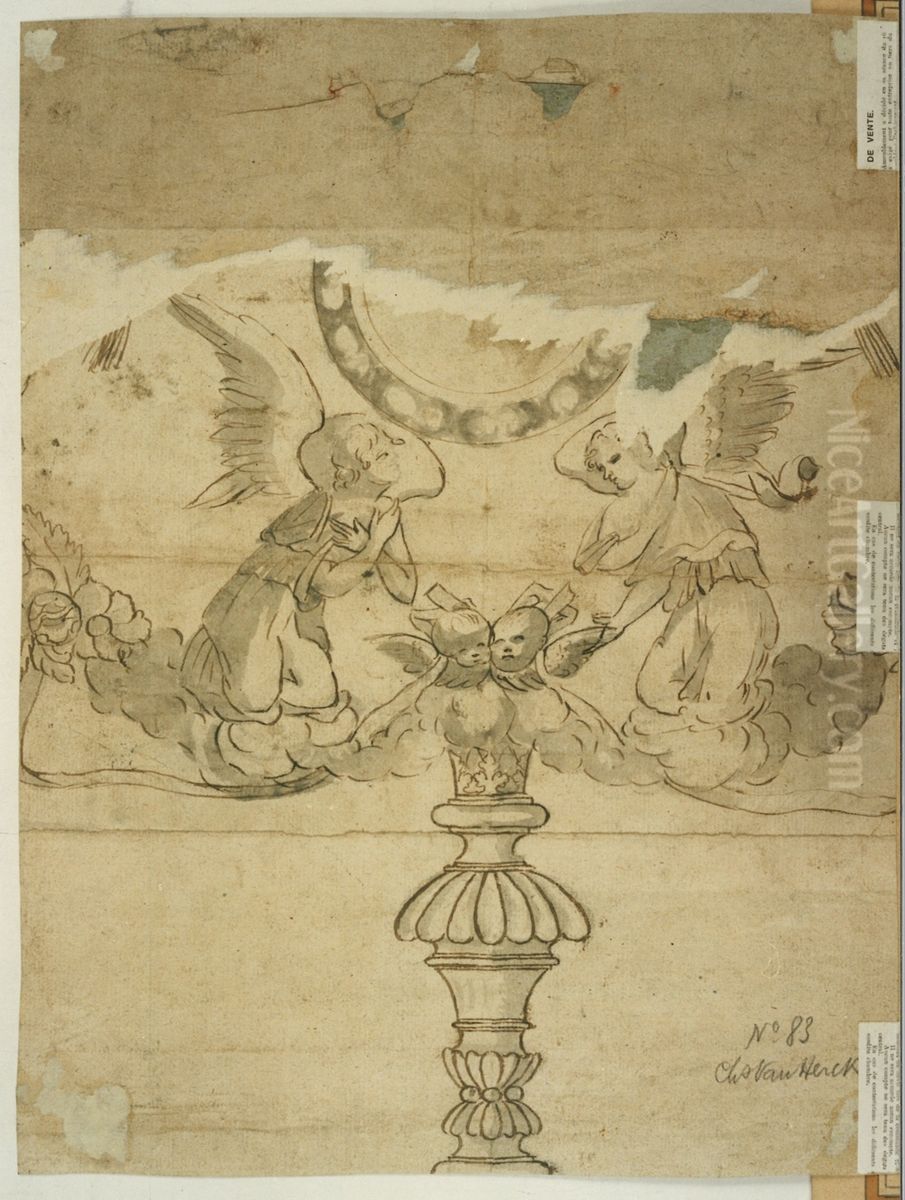 Design for a monstrance Oil Painting by unknown