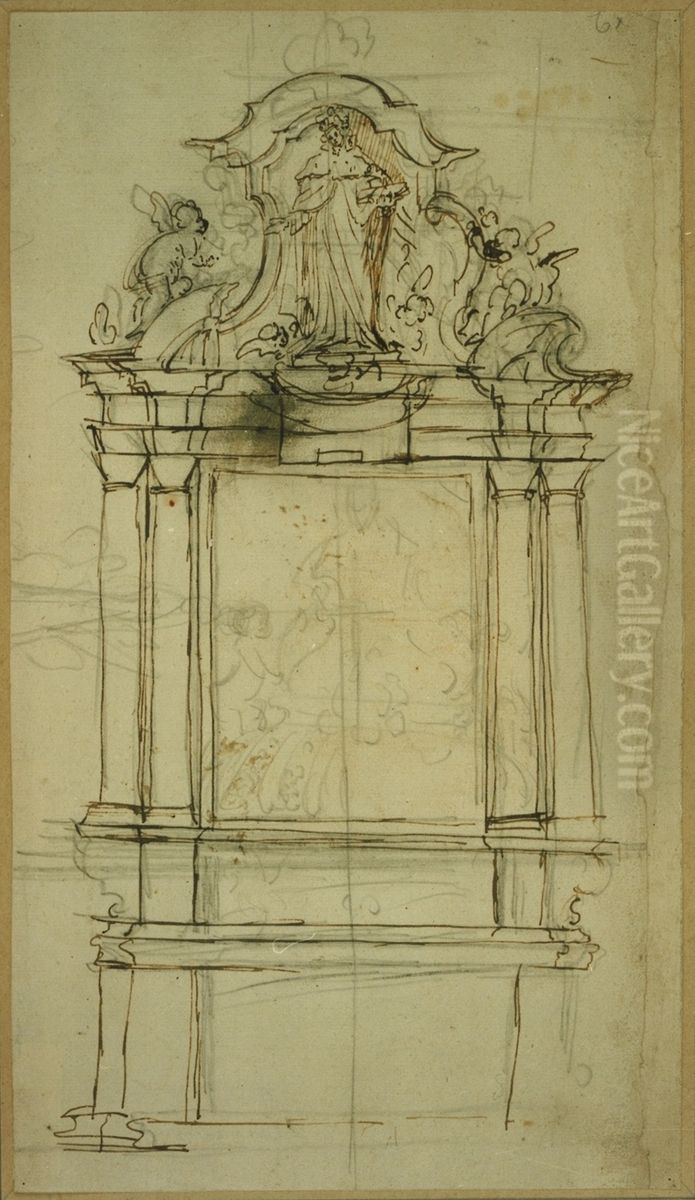 Schets van een altaar Oil Painting by Pieter Scheemaeckers