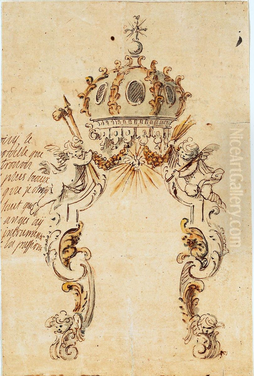 Expositietroon voor de kerk van Lede, 1713 Oil Painting by Willem Ignatius Kerricx