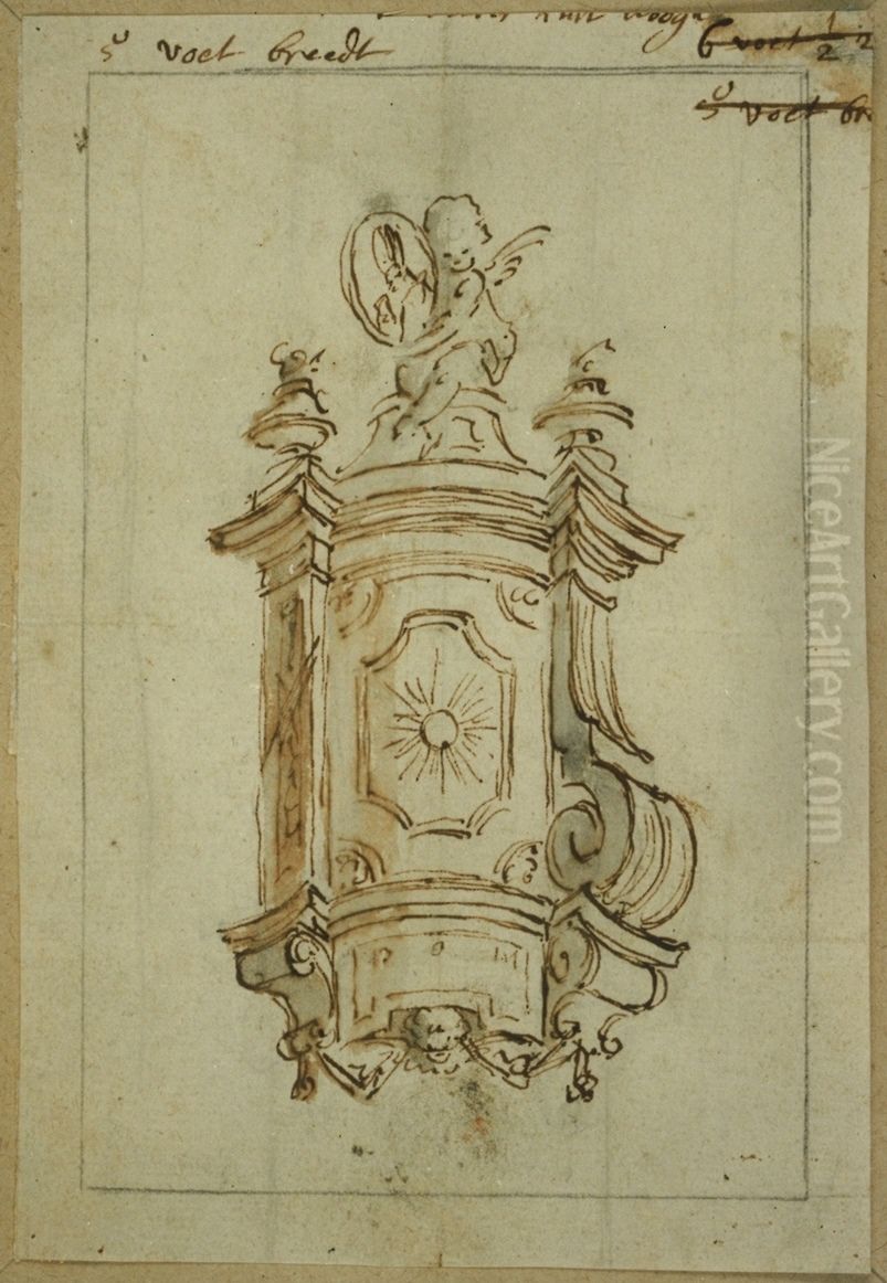 Design for a wall epitaph Oil Painting by Alexander van Papenhoven