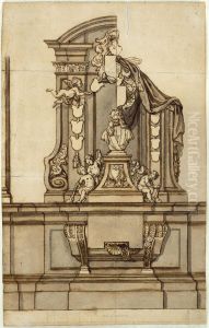 Ontwerp voor het grafmonument van Jacobus Franciscus van Caverson in de voormalige dominicanenkerk te Brussel Ontwerp voor het grafmonument van Jacobus Franciscus van Caverson in de voormalige dominicanenkerk te Brussel