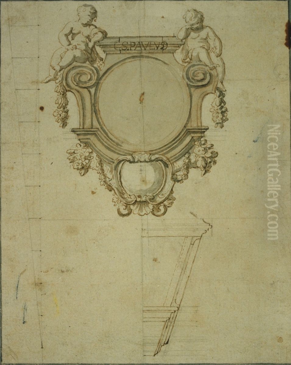 Design for support for a statue of St. Paul Oil Painting by Jan Pieter van Baurscheit the Elder