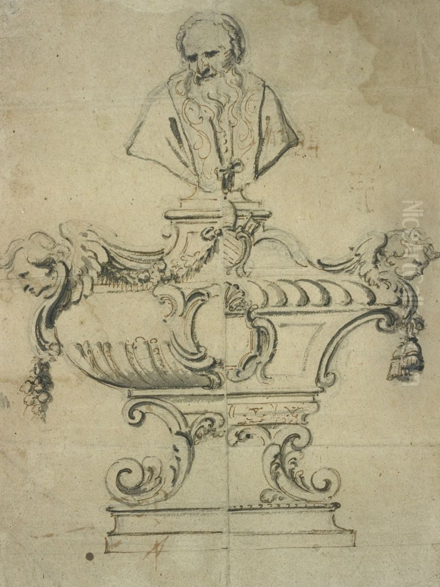 Ontwerp voor een reliektombe met buste Oil Painting by Willem Ignatius Kerricx