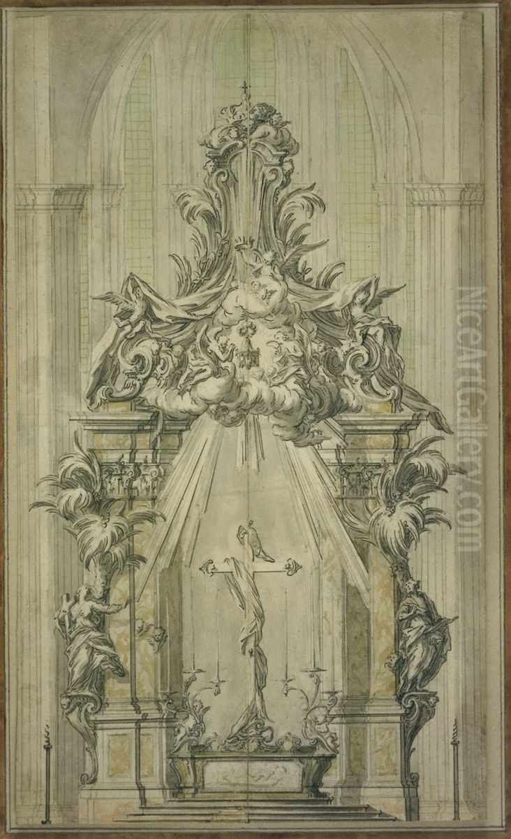 Ebauche d'un autel avec grande croix Oil Painting by unknown
