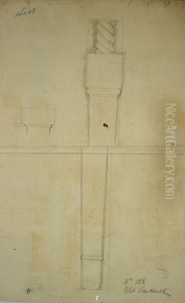 Esquisses pour une base et un montant de colonne Oil Painting by unknown
