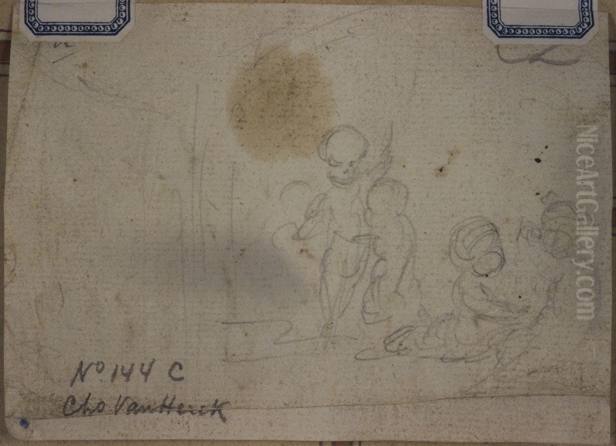 Bleistiftskizze einer Puttengruppe (?) Oil Painting by unknown