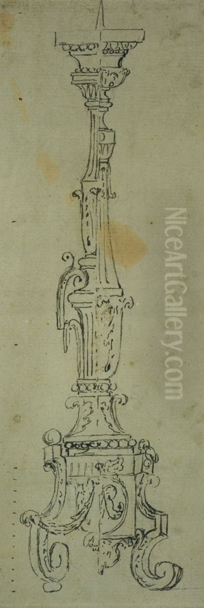 Design for a candlestick Oil Painting by unknown